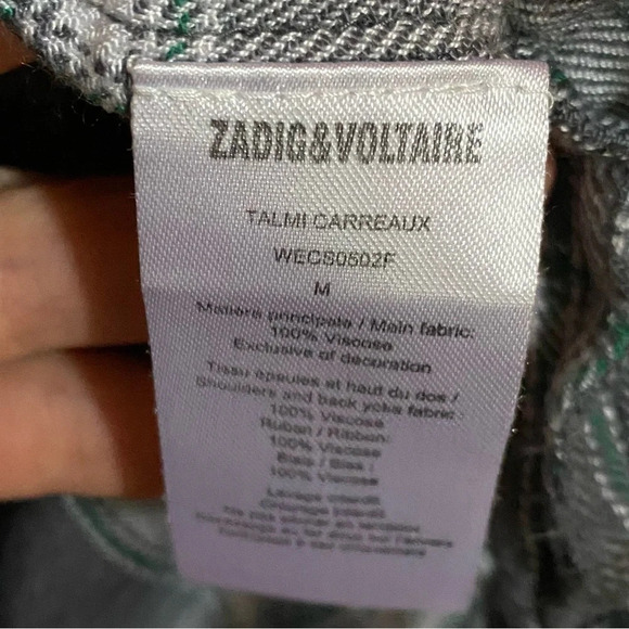 Zadig & Voltaire Drippy Flannel Plaid Shirt Womens Medium Plaid Talmi Carreaux - Picture 12 of 15